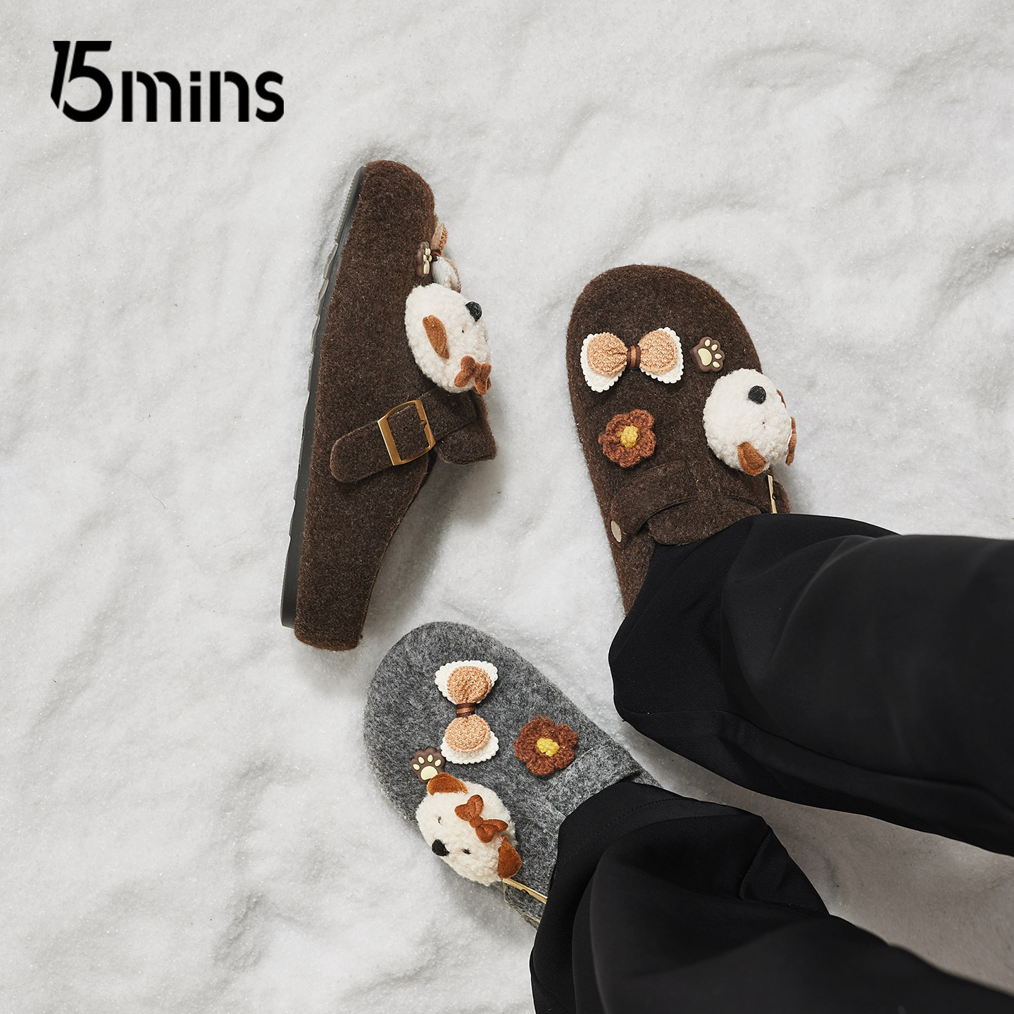 15mins可爱包头勃肯鞋女2025冬