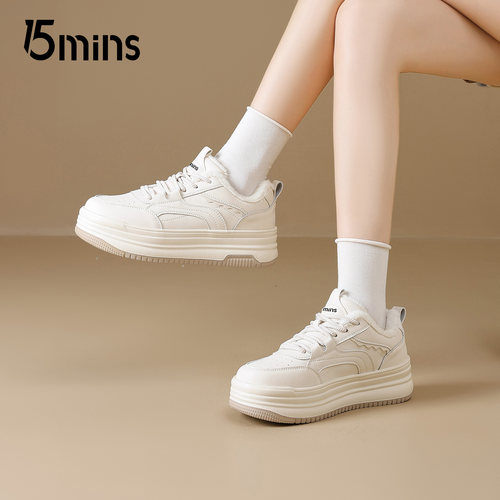 15mins小白鞋女冬季新款厚底