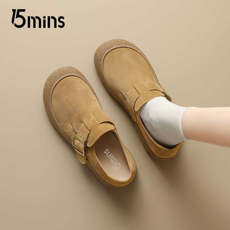 15mins卡其色勃肯鞋女款2025新