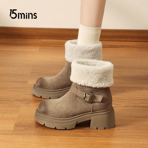 15mins两穿厚底短靴马丁靴子女款