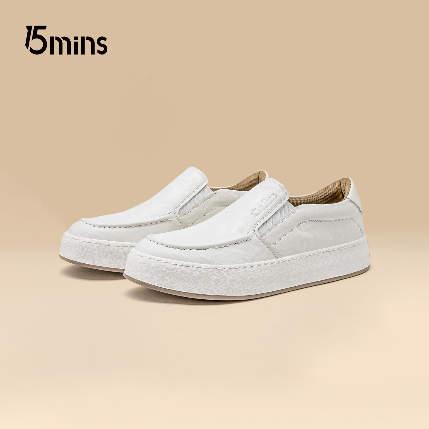 15mins官方正品男鞋2026春季新款厚底一脚蹬乐福鞋防滑耐磨休闲鞋,流行男鞋,时尚休闲鞋,淘宝优惠券,粉丝福利购,淘宝优惠卷