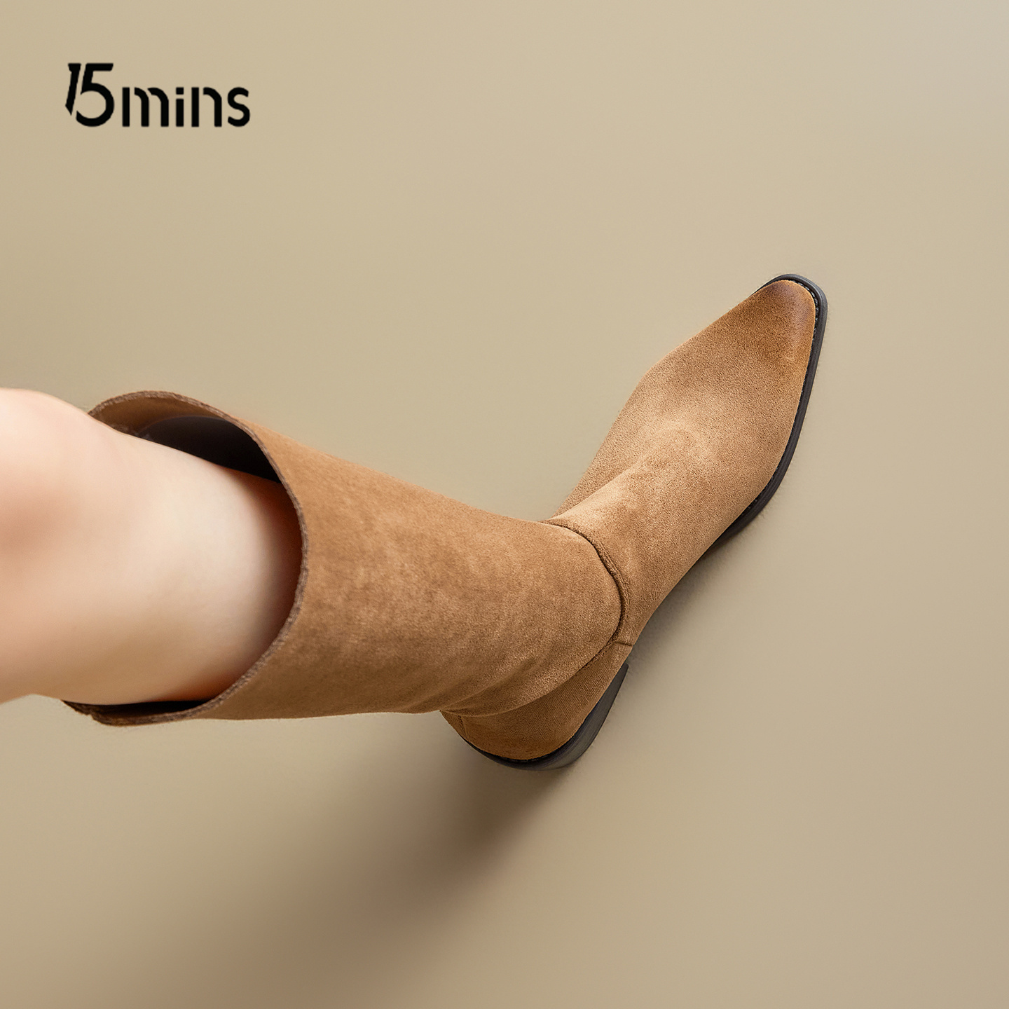 15mins容穿脱骑士靴女款靴子简约