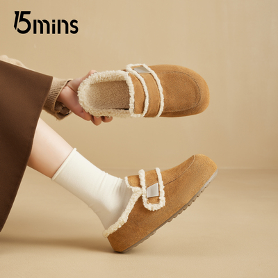 15mins冬季加绒勃肯棉鞋女2025新