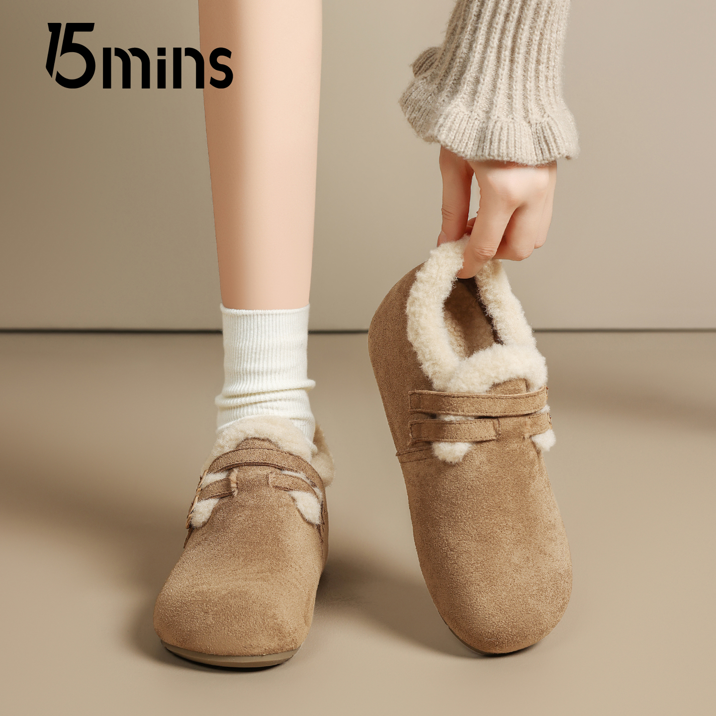 15mins一脚蹬懒人勃肯棉鞋女