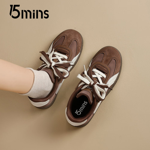 15mins粉色厚底轻便德训鞋女款