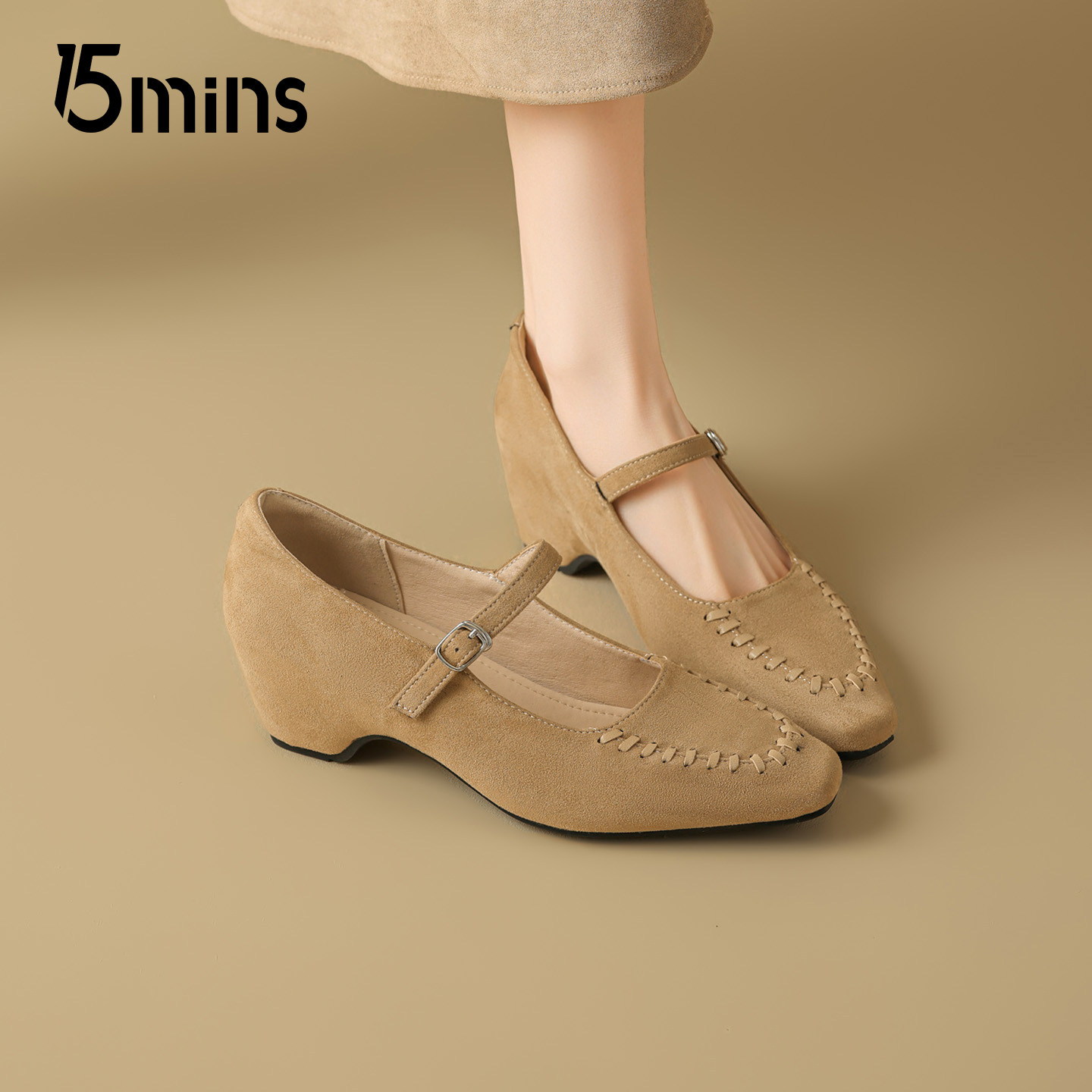 15mins法式方头玛丽珍鞋女2026新款春编织一字扣带配裙子绝美单鞋,女鞋,玛丽珍鞋,淘宝优惠券,粉丝福利购,淘宝优惠卷