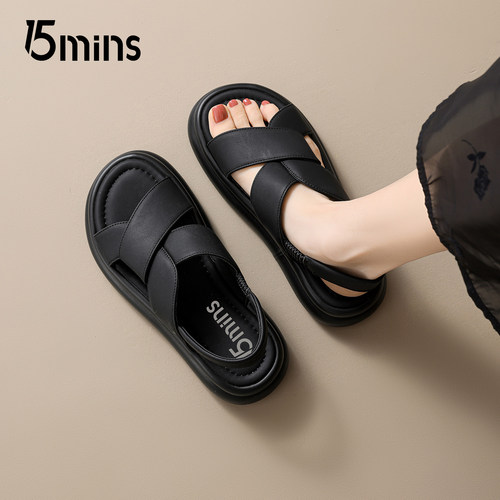 15mins女厚底软底百搭凉鞋