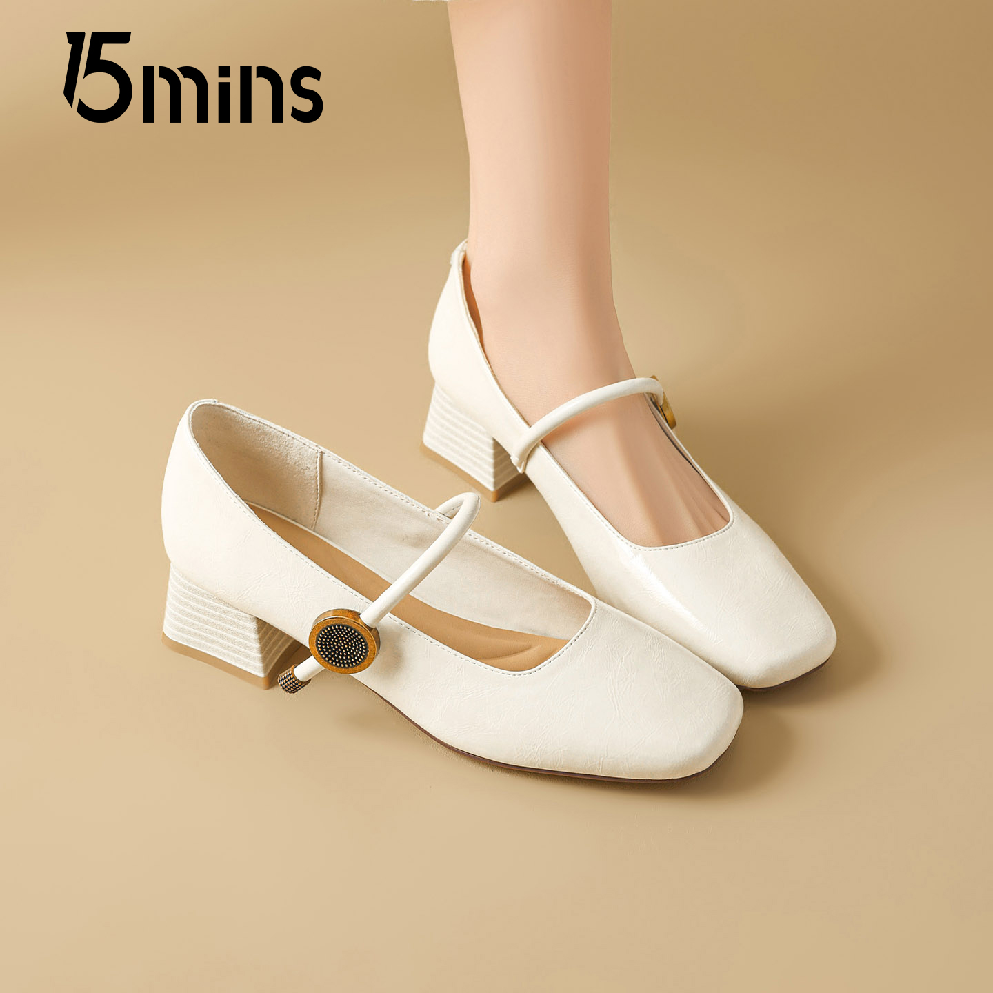 15mins法式方头玛丽珍鞋