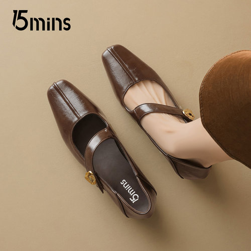 15mins法式方头玛丽珍单鞋女