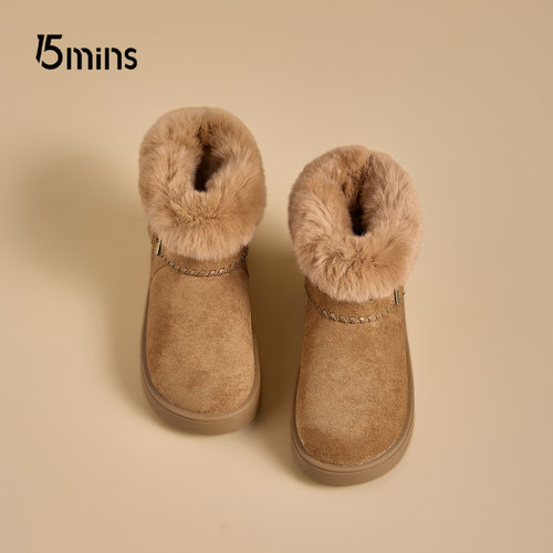 15mins加绒加厚雪地靴女厚底棉鞋