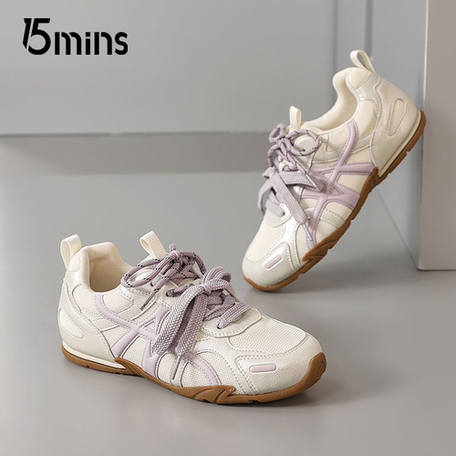 15mins紫色芭蕾德训鞋女2025新款