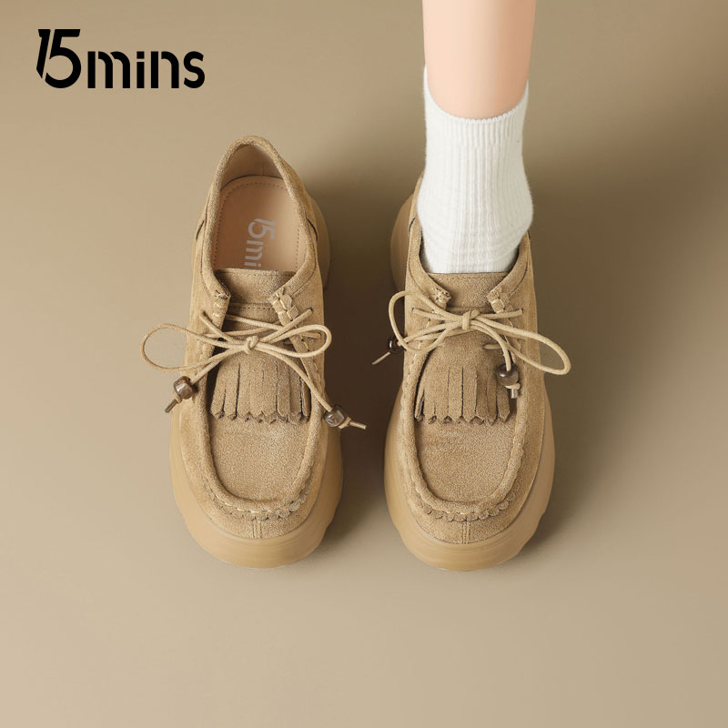 15mins复古厚底乐福鞋女