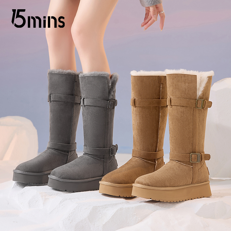 15mins高帮雪地靴女2025新款
