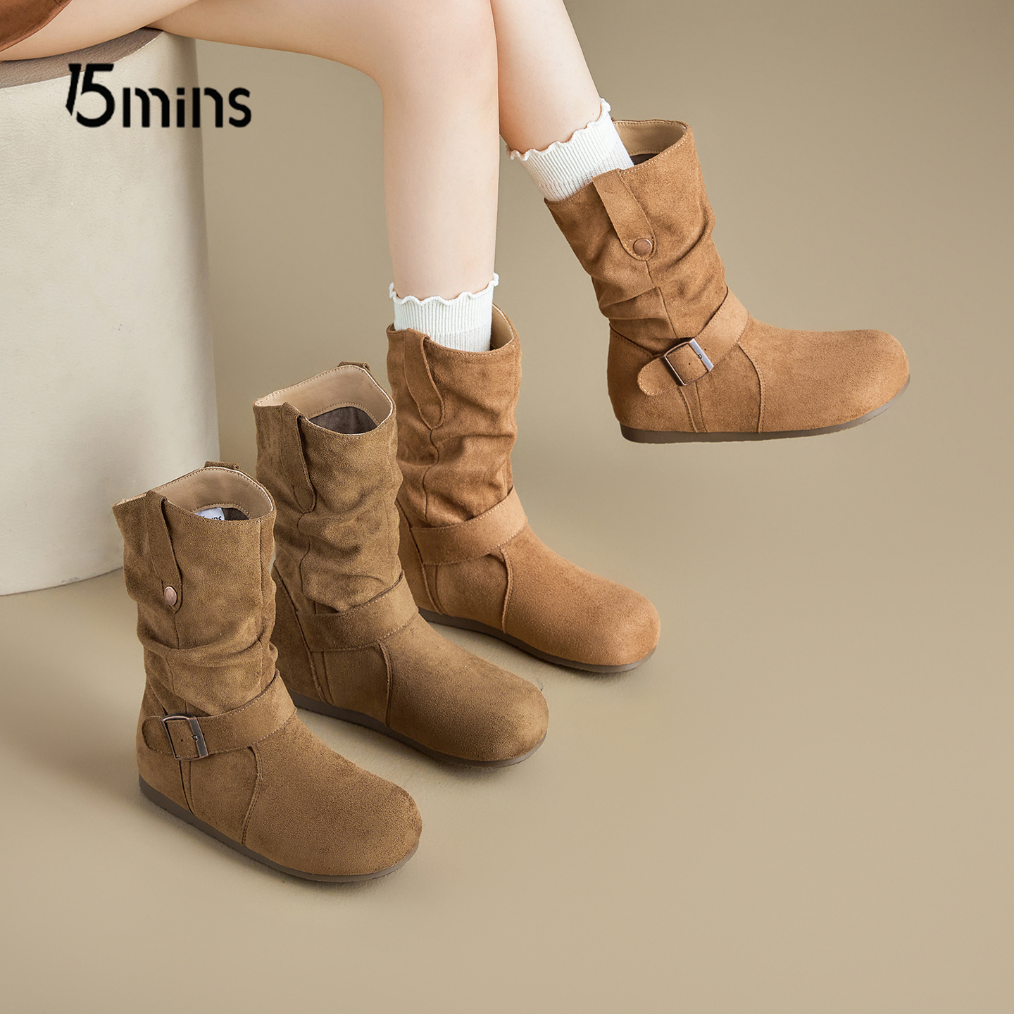 15mins显瘦勃肯靴女套筒保暖靴子