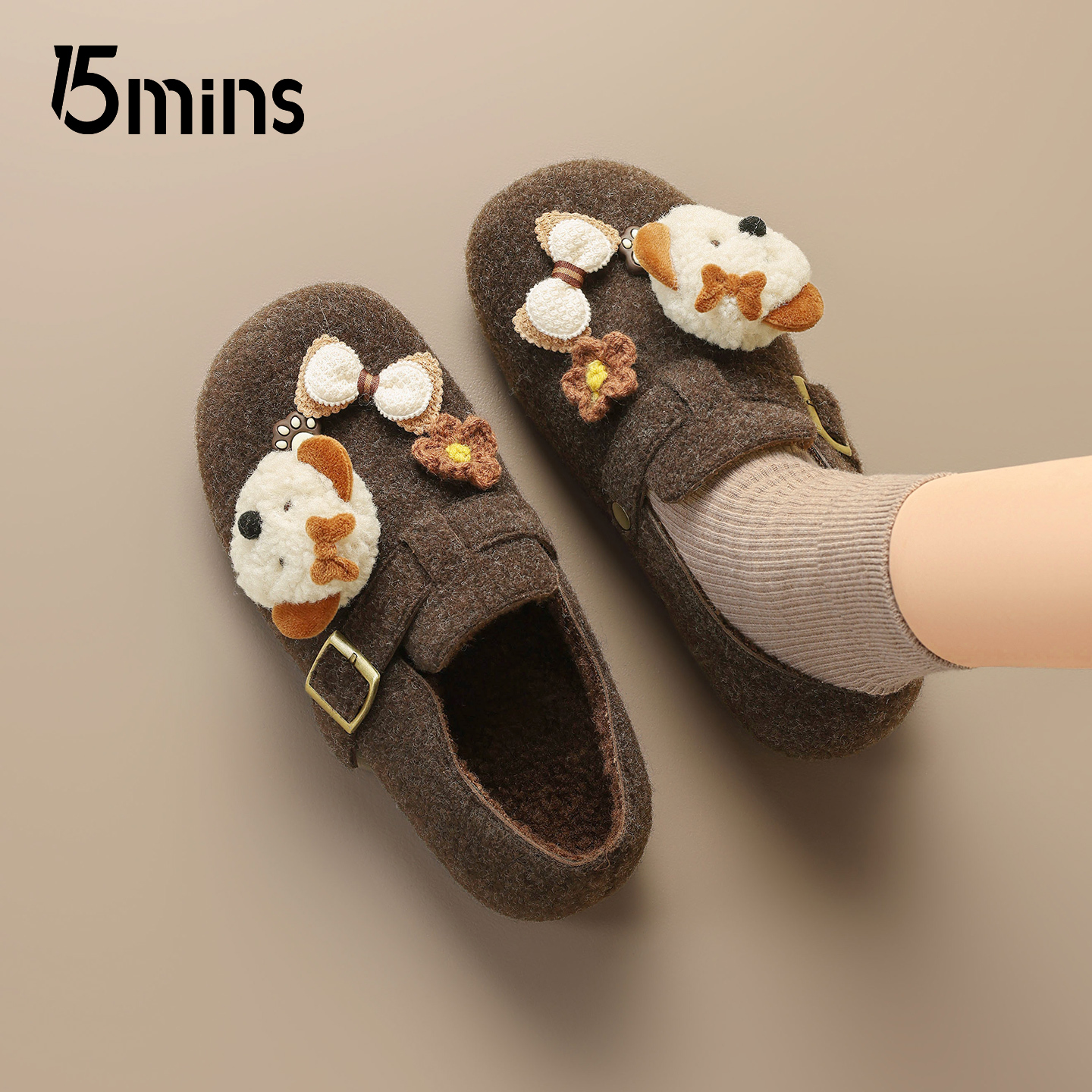 15mins可爱卡通勃肯鞋女2025冬