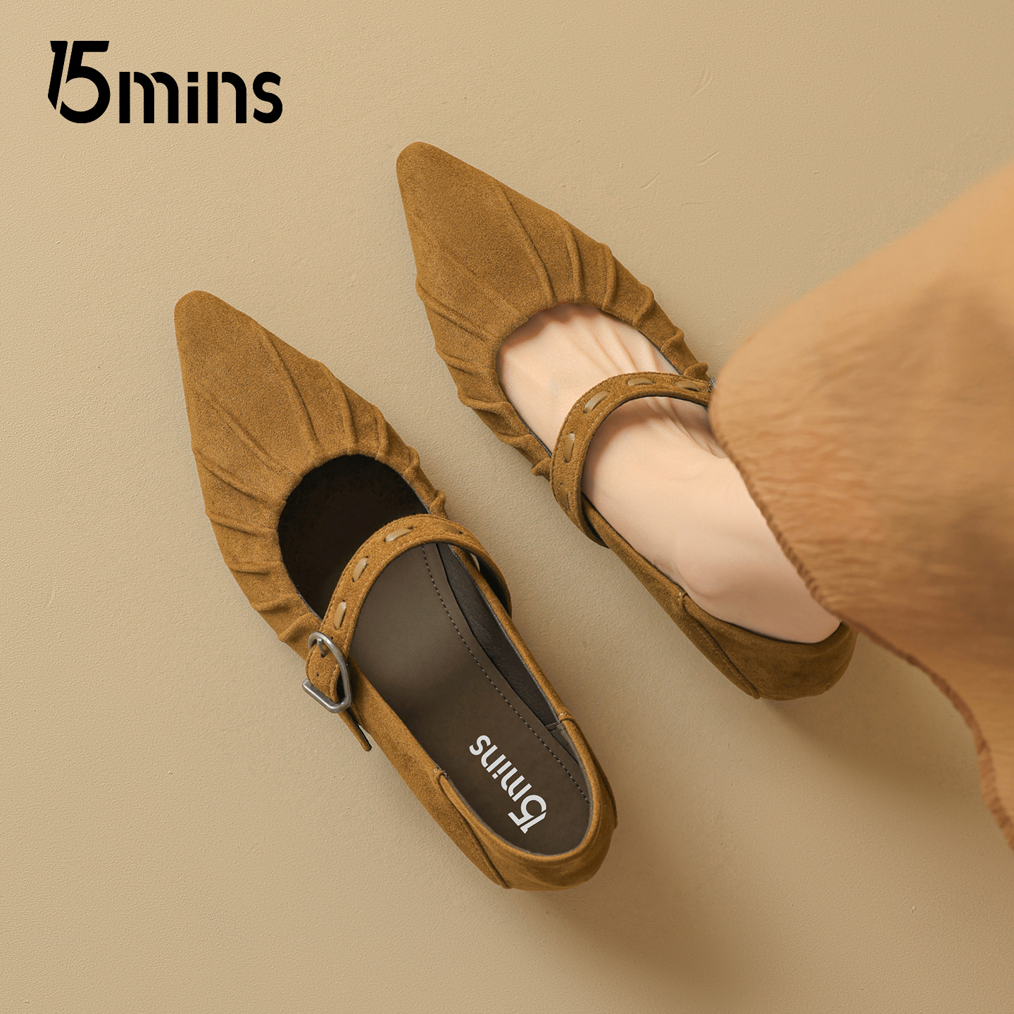 15mins尖头玛丽珍浅口单鞋女