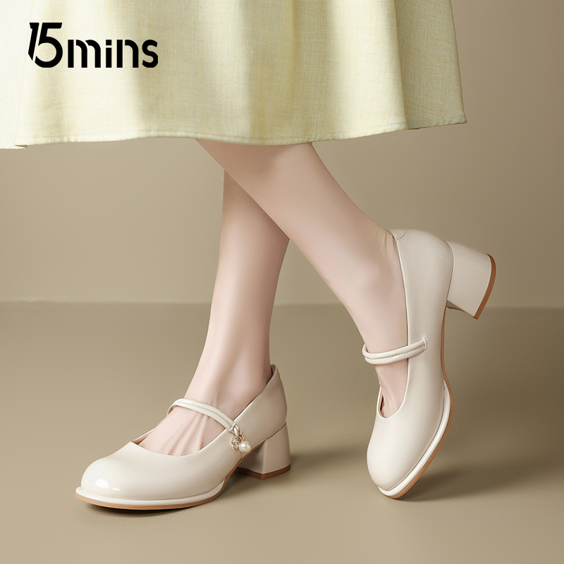 15mins高跟珍珠玛丽珍女鞋