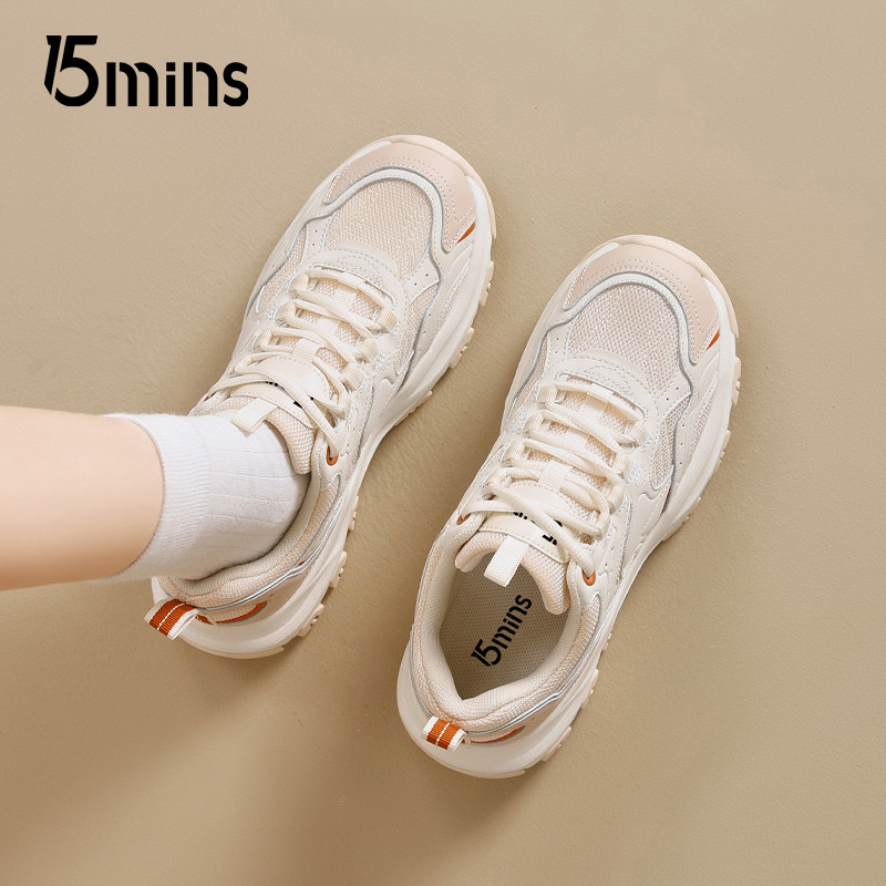 15mins粉色老爹鞋女款2025秋季新款厚底时尚休闲软底轻便运动鞋子,女鞋,时尚休闲鞋,淘宝优惠券,粉丝福利购,淘宝优惠卷