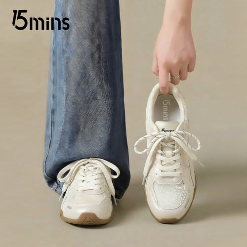 15mins女网面透气厚底阿甘鞋