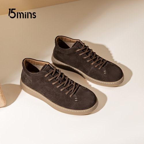 15mins男鞋2025秋季新款休闲百搭男士厚底复古板鞋时尚透气休闲鞋
