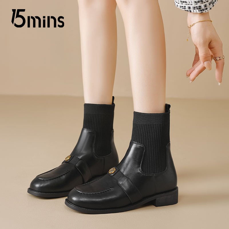 15mins山茶花气质弹力靴2025秋季
