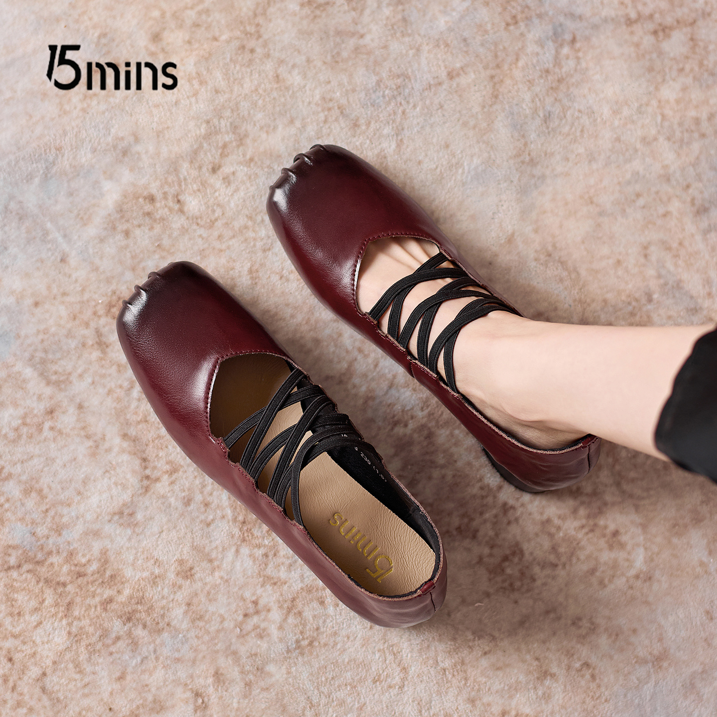 15mins法式粗跟芭蕾舞鞋女玛丽珍