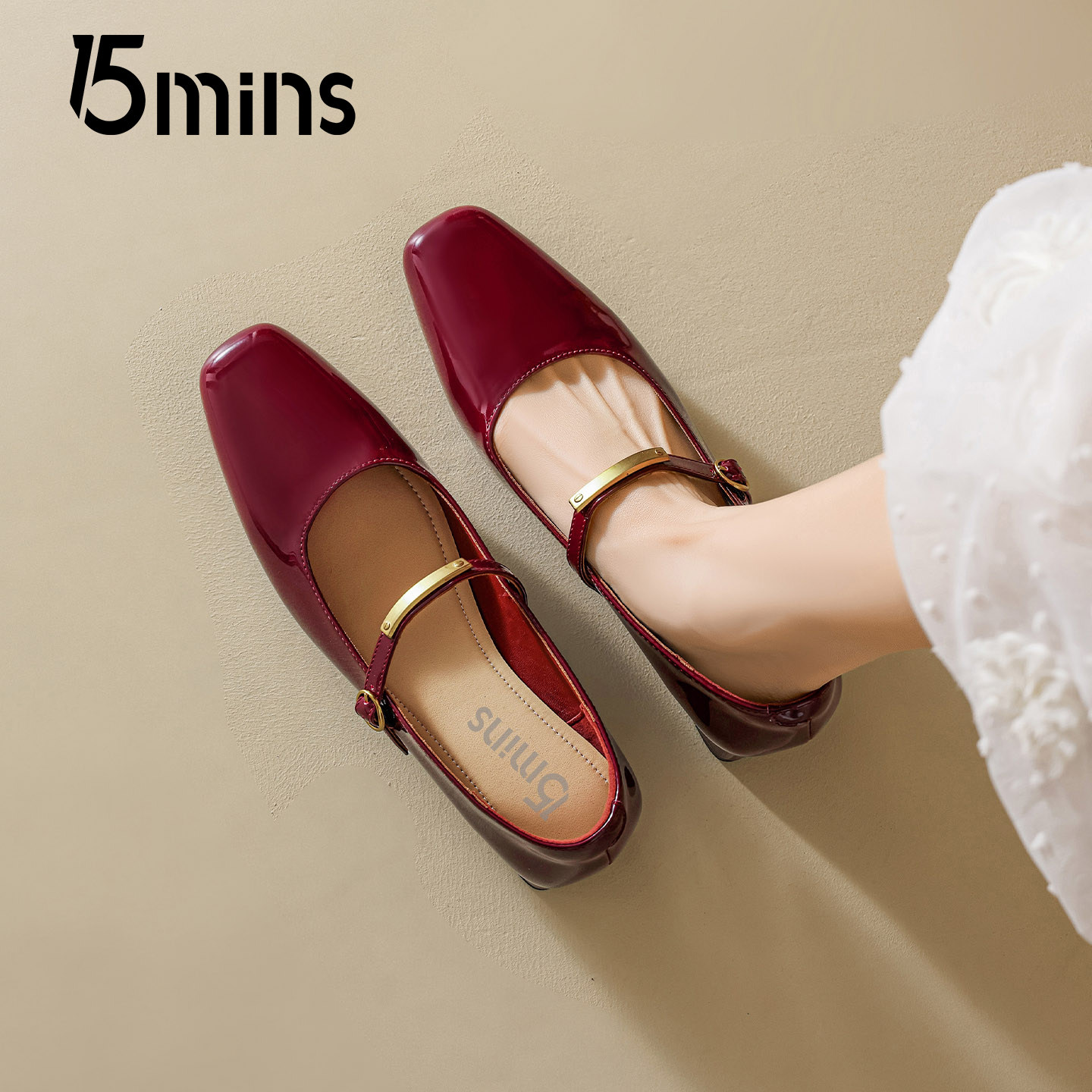 15mins浅口单鞋女2026新款春秋法式复古红色漆皮玛丽珍鞋粗跟皮鞋,女鞋,玛丽珍鞋,淘宝优惠券,粉丝福利购,淘宝优惠卷