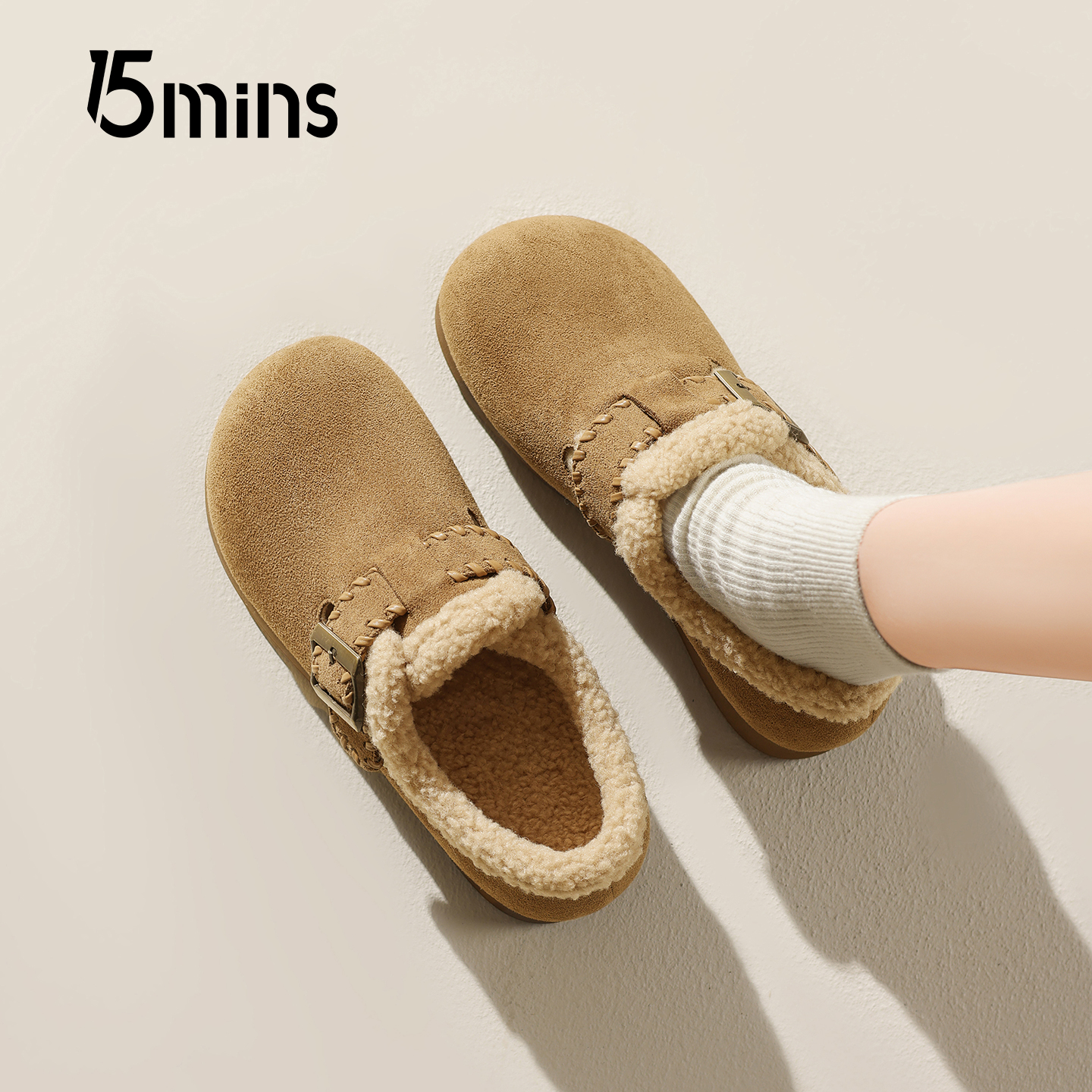 15mins加绒勃肯鞋女2025冬季新款