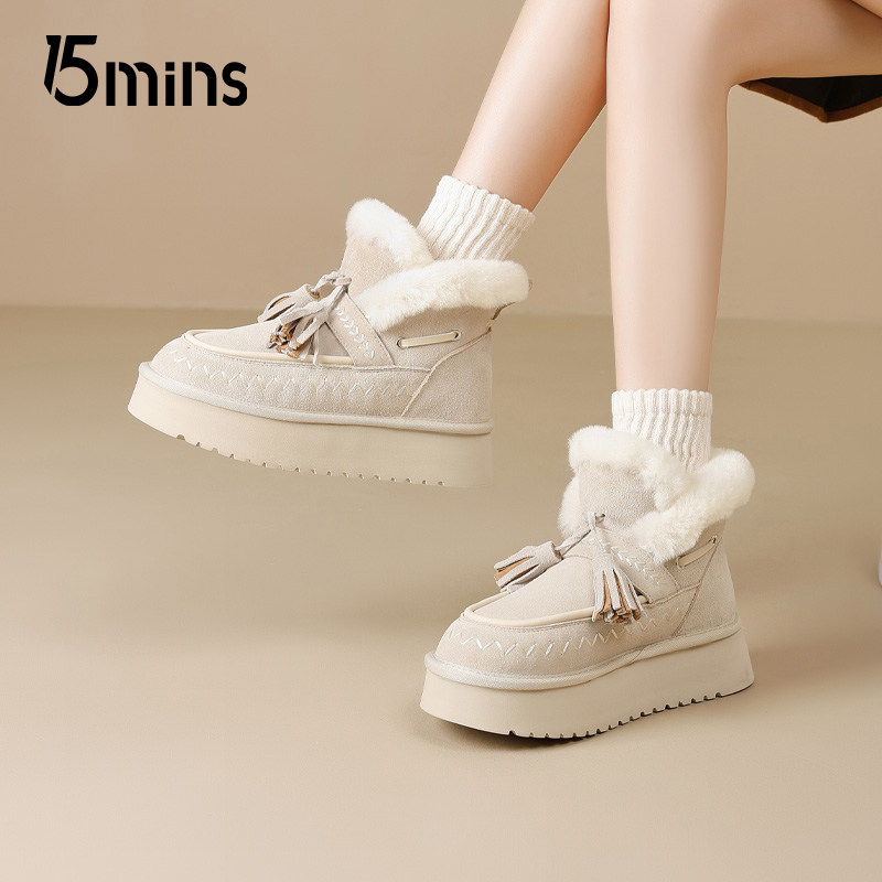 15mins加绒保暖雪地靴女