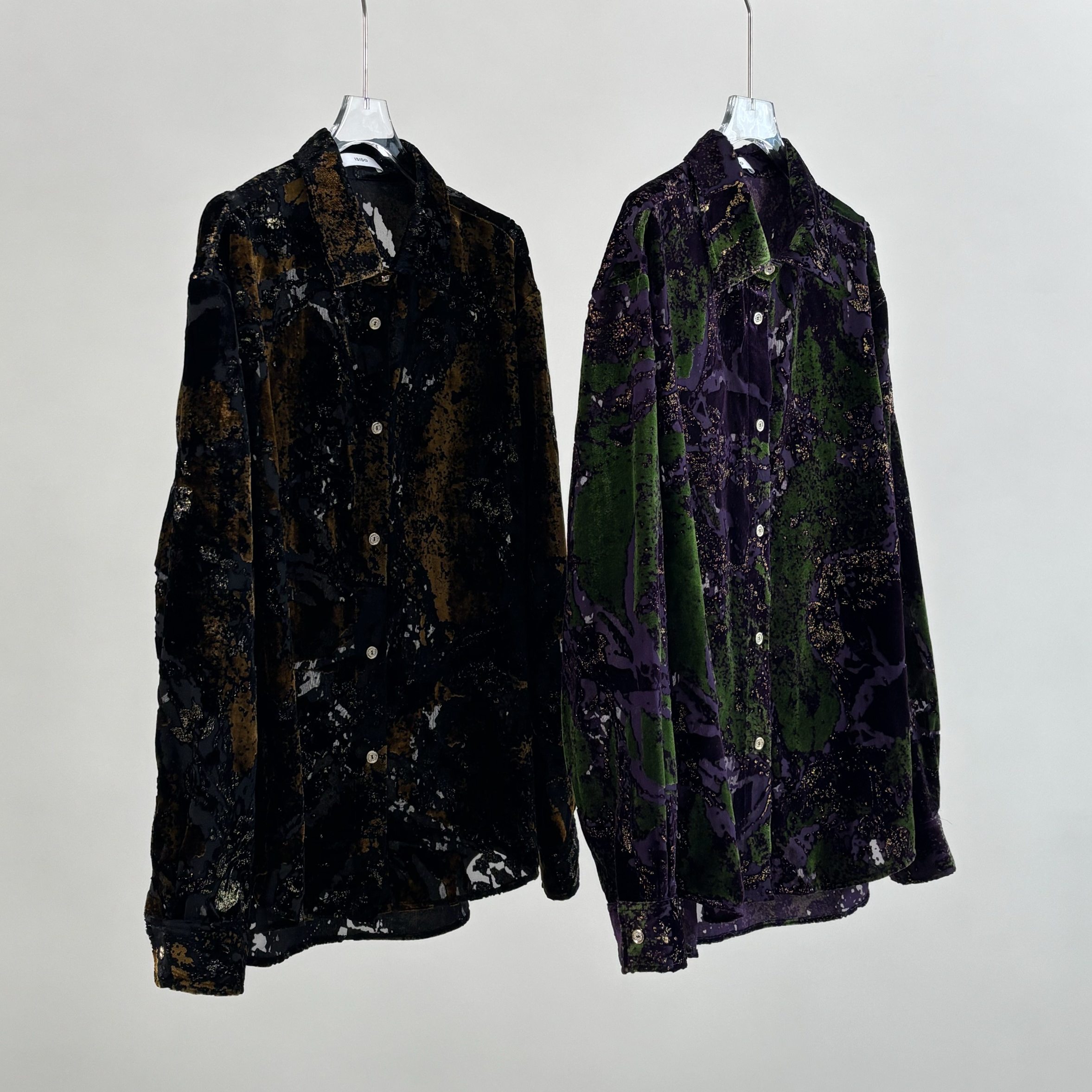 ISIDO复古烫金烂花丝绒衬衫