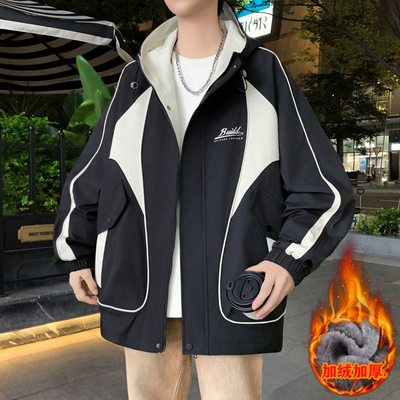 秋冬款高品质加绒加厚冲锋衣青少年时尚潮流羽绒服一件过冬外套男