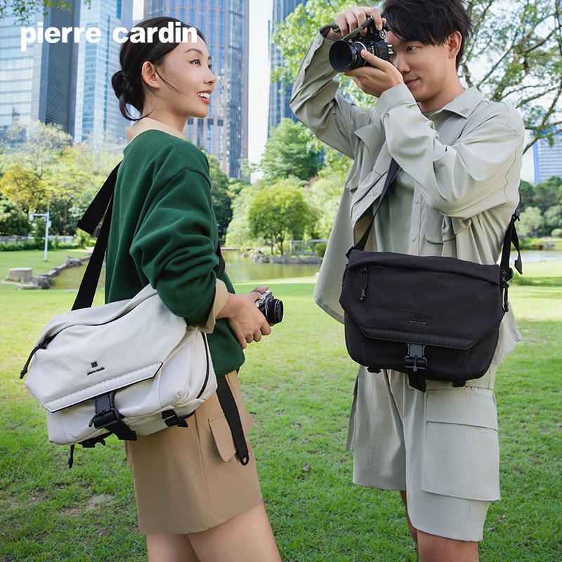 皮尔卡丹男士斜挎包机能风通勤休闲便携背包女轻便多功能单肩挎包
