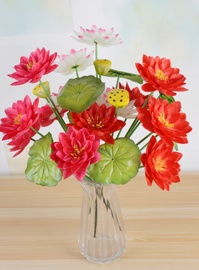 塑料寺庙摆放睡莲祭祀盆栽假花