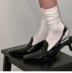 小猫跟半拖单鞋细跟尖头高跟鞋法式包头凉鞋女夏季2026年新款鞋子