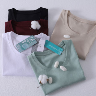 Gaopzhi桑蚕丝铜氨棉凉感宽松圆领白色短袖 休闲百搭体恤 T恤女夏季