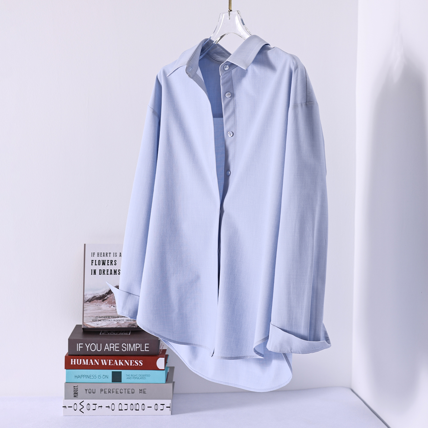 高品质女士蓝色衬衣抗皱免烫