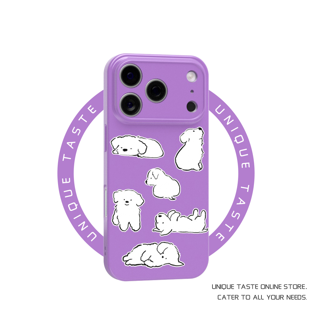 白色小狗适用iPhone17promax苹果16小米15可爱mate70华为p80nova荣耀400紫色12巨好看手机壳11一加13红米vivo