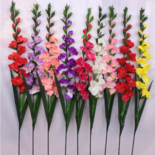 单支落地仿真花家居婚庆装饰花长枝剑兰假花绢花花瓶插花摆放花艺