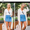 Amazon AliExpress Europe and America Denim Skirt fashion Denim skirt Button beaut