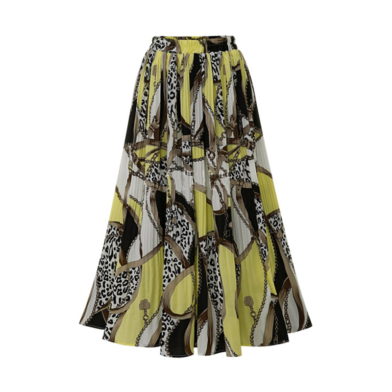 2019春季新品欧洲站女装碎花雪纺压折半身裙中长款印花大摆裙短裙|msdalam kategori Butik wanita / wanita, skirt - dari Buy2taobao.com untuk memberikan perkhidmatan ejen Taobao profesional membeli