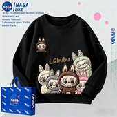 NASA拉布布仿刺绣女童加绒卫衣儿童韩版 宽松洋气宝宝卡通圆领上衣