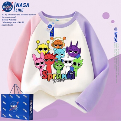 NASA节奏盒子sprunki女童打底衫长袖t恤秋季2025新款童装纯棉上衣