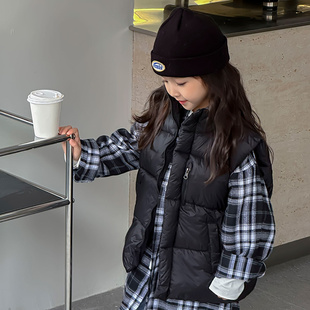 2025新款秋冬男女童宝宝马甲冬装加厚保暖儿童黑色外穿坎肩外套潮