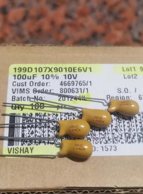 10V100UF/10V 199D107X9010E6V1 VISHAY/SPRAGUE思碧直插钽电容器