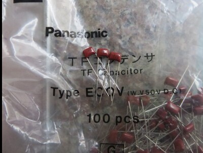 1000只=140元ECQV 1H104J,50V 0.1UF,PANASONIC松下CBB薄膜电容器