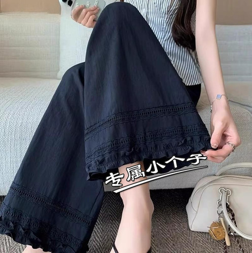 藏青色150九分小个子阔腿裤女