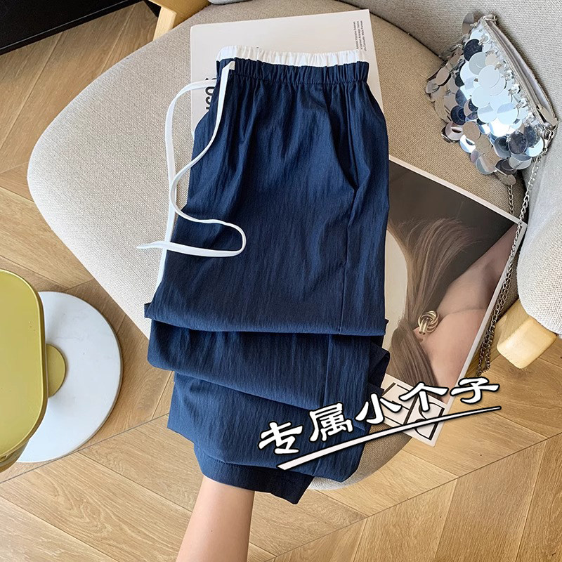 145cm八分矮小个子穿搭休闲阔腿裤女夏季高腰显瘦150九分直筒长裤