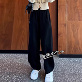 窄版 加绒高腰直筒梧桐长裤 150cm九分小个子阔腿弯刀裤 女秋冬新款