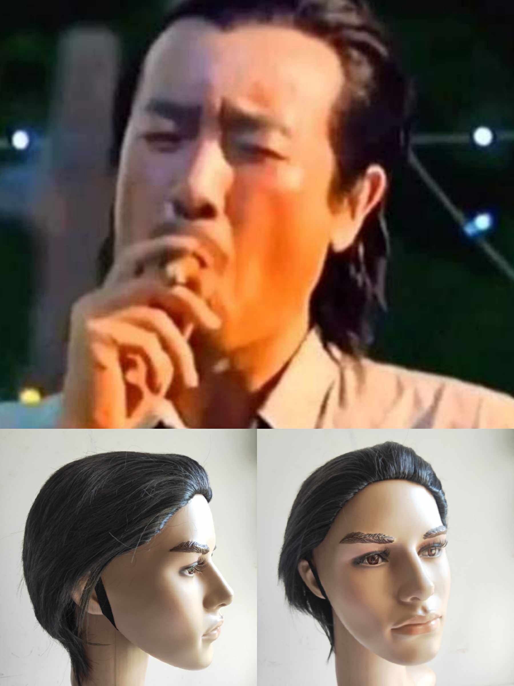 大背头假发棕黑色大哥大假发于和伟蹦迪拍摄话剧视频表演道具