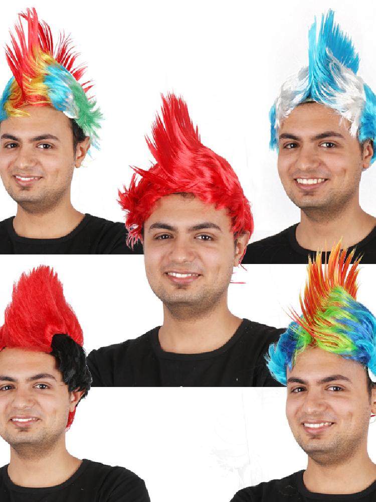 节日表演彩色鸡冠头欧美假发个性莫西干假发淘宝热销男女儿童通用